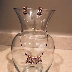 New Colorful Gold Tone Necklace &matching earring